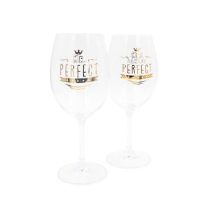 Set 2 pahare vin, cristal ecologic, 440 ml, Nekupto - Mr. Perfect și Mrs. Always Perfect 135908843 - Pahare