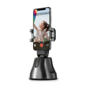 Suport Automat pentru Telefon cu Tracking, Camera, Difuzor, Bluetooth, 360°, Portabil, Negru 135737454