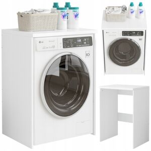 Fürdőszobai szekrény a mosógép fölött mosószárító állvány fehér 64 cm