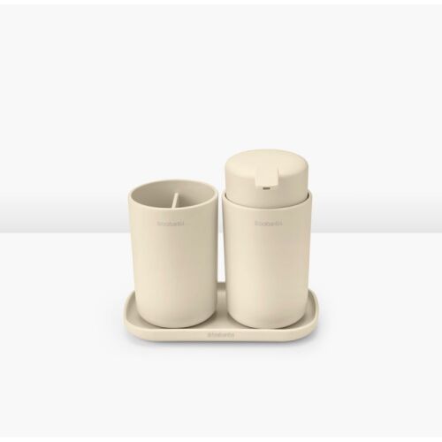 Brabantia ReNew 1006266 fürdőszobai kiegészítőkészlet, 3 darabos, 250 ml, korrózióálló, bézs