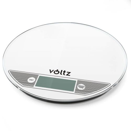 Voltz V51651F konyhai mérleg, 5 kg kapacitás, üveg platform, TARA funkció, fehér - Konyhai mérleg