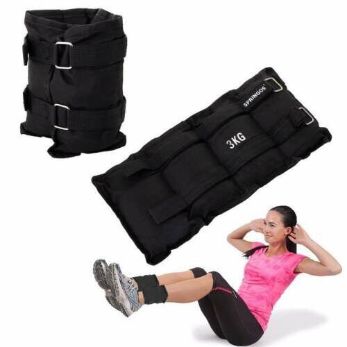 Springos állítható Boka- és Csuklósúly 2x3kg - Fekete