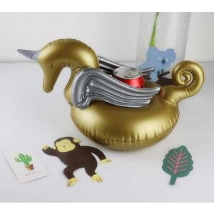 Nafukovací držiak na pohár/nápoj s jednorožcom v zlatej farbe 136097212 - Držiaky na nápoje