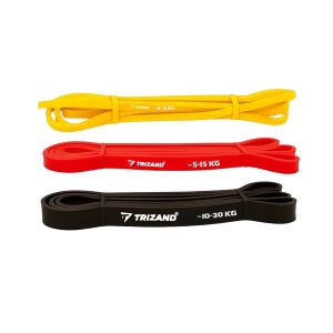 Set benzi de rezistență Trizand, galben 2-6 kg, roșu 5-15 kg, negru 10-30 kg - Extensoare si benzi elastice