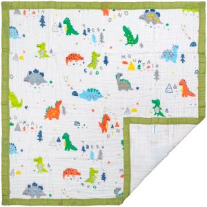 Paturica FizioTab® pentru Bebe, Muselina 6 Straturi, 110x110 cm, din Bumbac, 0-5 Ani, Dino 135742444 - Paturici bebe