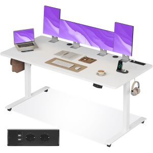Dollcini elektromosan állítható íróasztal – USB portokkal és ergonomikus kialakítással,Fehér