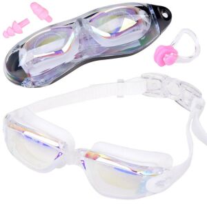 Fehér úszószemüveg lányoknak, füldugókkal és orrcsipesszel - Úszószemüveg