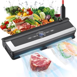 PRO Teno® vákuumos fóliázó, automatikus hegesztő és vákuumozó funkció, külső vákuum, 8 üzemmód, nagy teljesítmény, 65 kpa, tömlővel, beépített vágó, digitális kijelző, fekete 135751526 - Vákuumos fóliahegesztő