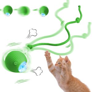 Teno® Smart interaktív macskajáték, beltéri, LED fényekkel, stimulálja az állatokat, USB-C akkumulátor, intelligens funkció, zöld 135751529 - Állattartás