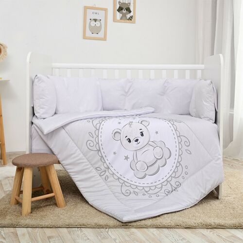Lorelli Little Bear Grey 5 részes baba ágynemű garnitúra maci mintával - Baba ágyneműhuzat és garnitúra