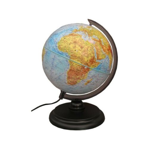 Illuminated 25cm Geographic Globe - World Globe with Mountain and Hydrological Features