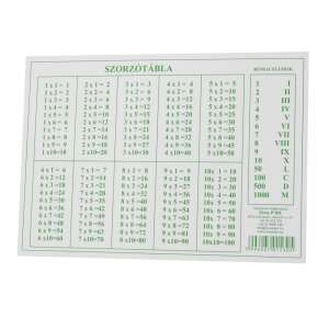 Multiplikationstabelle für Kinder, 1-10, mit römischen Zahlen, Kunststoff, grün und weiß - Bürobedarf