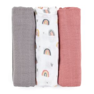 Petite&amp;Mars Bambusz muszlin 3db-os pelenka szett, Moussy Rose Rainbows, 68 x 68 cm 135756293 - Textil pelenka