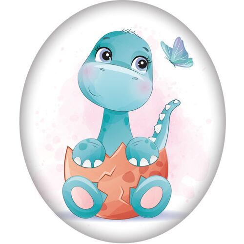 Aranyos rajzfilm dinoszaurusz tojásból kel ki díszpárna