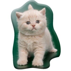 Cicás Creamy Whiskers macska alakú díszpárna, 40x32 cm, velúr - Díszpárna