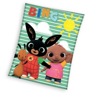 Коралово поларено одеяло Bing Sun 110x140 см с анимационни герои Бинг и приятели - Pléd