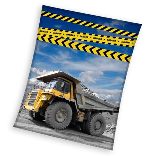 Építkezés Danger korall gyapjú takaró 130x170cm dömping teherautó mintával