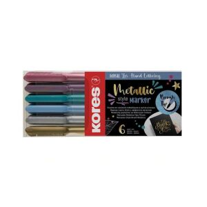 Ecsetirón készlet, KORES "Metallic Style", 6 metál szín 135758524 - Filctoll
