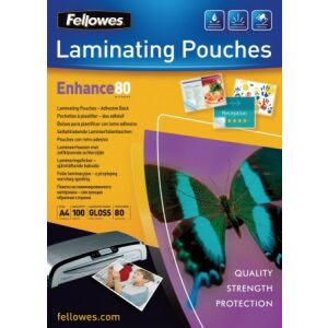 Fellowes Enhance80 A4 80 mikron fényes öntapadó lamináló fólia, 100 darabos csomag - Fellowes