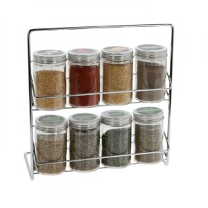 Suport pentru condimente Excellent Houseware cu 8 borcane de sticlă umplute cu condimente - Depozitare și organizare