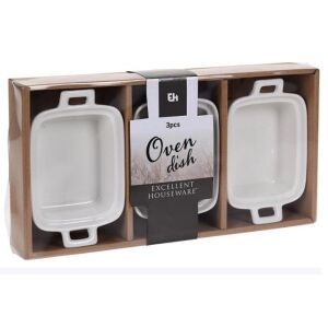 Zestaw Excellent Houseware 3 foremek, porcelana, 14x10x4 cm, 130 ml, prostokąt 135764180 - Patelnia