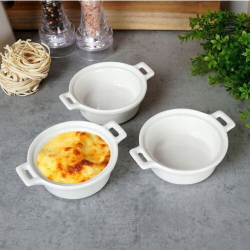 Excellent Houseware 3er Set Auflaufförmchen, Porzellan, 13x10x4 cm, 130 ml, rund 135764210