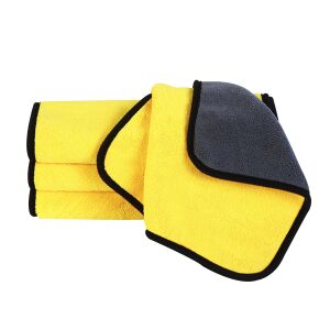 EMESZON® reines und super saugfähiges Mikrofasertuch, 60x40 cm, 800 GSM, zum Reinigen von Autos, Fenstern, Monitoren, grau-gelb 135769770 - Mikrofasertücher