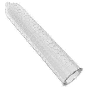 LELO Hex Organic óvszer közelről, a hatszögletű szerkezet látható - Lelo