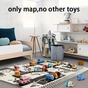 Vízálló autós közlekedésű játékszőnyeg gyerekszobai környezetben játékautókkal - Baba & Tipegő