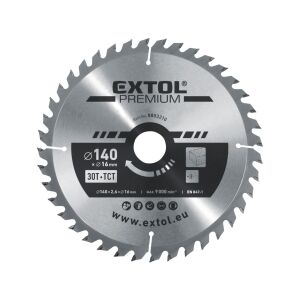 Disc circular cu dinti de carbura, EXTOL PREMIUM, 8803210, O140x2,6x16mm, 30T 135789511 - Accesorii fierăstrău circular manual