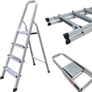Drabina aluminiowa Pepita do użytku domowego 4 stopnie, 128 cm