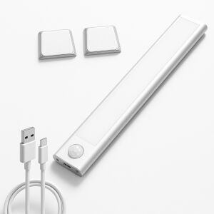 Bară de lumină LED ultra-subțire cu senzor de mișcare, cablu de încărcare USB-C și plăcuțe de montare pentru iluminat sub dulap - Lămpi și iluminat