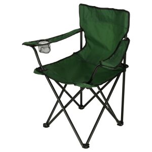 LUARO green folding fishing chair with cup holder, angled view - Fishing Chair & Armchair