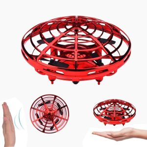 Mini drona OZN disc zburator interactiv, 3 senzori infrarosu, lumina LED, rosu 141589178 - Дрон