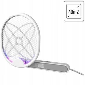 Paleta anti-insecte, electrica, cu maner reglabil, reincarcabila, cu suport pentru pozitionare, alb 141530296 - Articole antidăunători