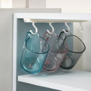 Öntapadós Konyhai Eszköz Tartó - Kihúzható, 4 akasztós, Fehér