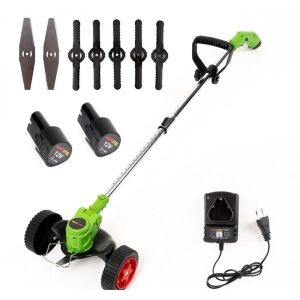 Motocoasa cu Roti, 2 in 1 PENDAN, cu 2 Acumulatori 12V, 7 lame incluse 141597294 - Трион за рязане на мигли и кантираща машина