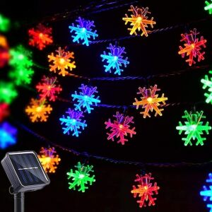 Solar Snowflake karácsonyi fényfüzér - 7 m, 50 LED többszínű