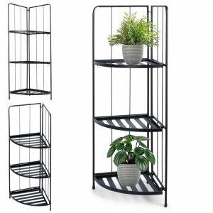 Koopman Eck-Pflanzenständer aus schwarzem Metall mit Pflanzen Collage - Innenarchitektur