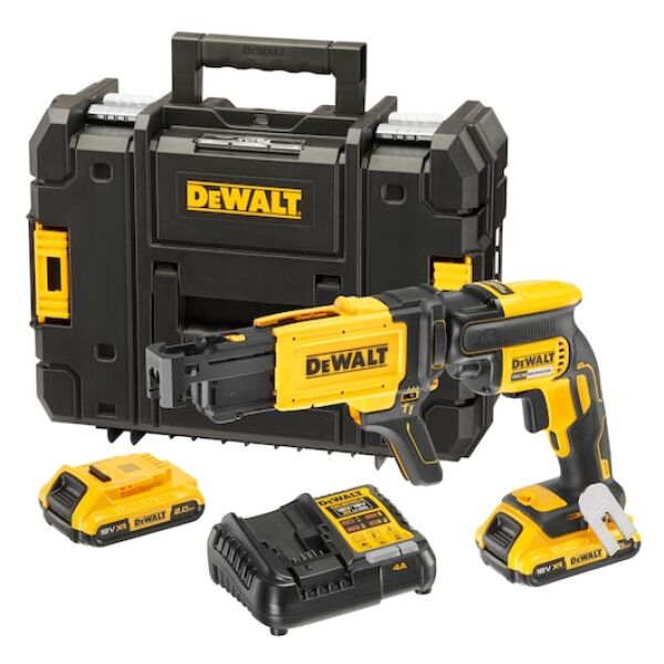 DEWALT Gipszkartoncsavarozó, 18V, XR, 2x2Ah akku, töltő,