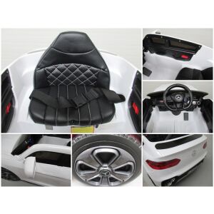 Kollázs a Mercedes GLC Coupe kisautó belső részleteiről: ülés, műszerfal, kerék, lámpák - R-Sport