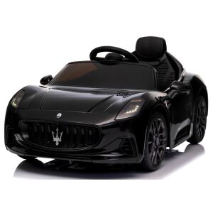Fekete Maserati GranTurismo elektromos kisautó gyerekeknek, ferde nézet - R-Sport