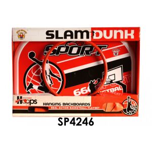 Kosarazó készlet, kosárpalánk gyűrűvel, labdával, pumpával, 37x33 cm nyitott dobozban