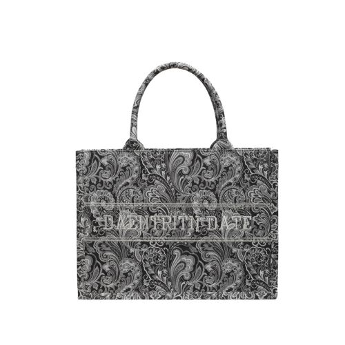 Torba typu tote Dollcini w czarny wzór paisley, duża torebka na ramię damska