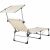Springos beige sun lounger with adjustable canopy from rear view