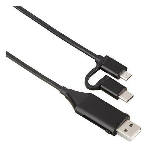 Hama 4 az 1-ben USB 2.0 Kábel - Micro USB, USB-C, OTG - 1m 135925647 - Hama