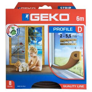 tömítőprofil öntapadós gumi "D" 6 m barna GEKO 135926201 - Tömítőszalag