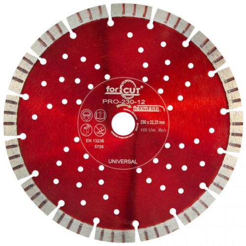 FLEXMANN For Cut gyémánttárcsa Pro 230*3,0*12*16*22,2mm turbo szegmentált, piros, univerzális 135927769