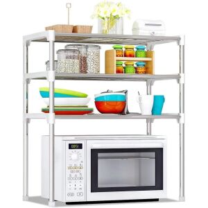 Raft extensibil, multifunctional, pentru bucatarie, baie, dormitor, din metal si plastic, eco-friendly, instalare usoara, alb/argintiu 141589720 - Depozitare și organizare