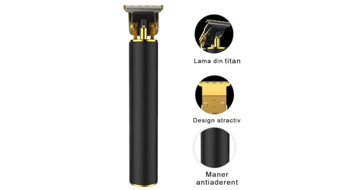 Masina profesionala de tuns barba sau contur FOXMAG24®, autonomie acumulator 120 minute, lama inox, Negru 138564851